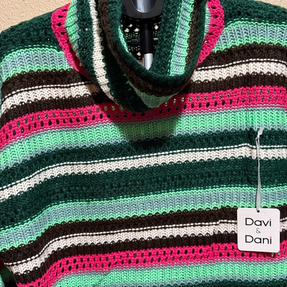Davi & Dani Multicolor Striped Cowl Neck Sweater - Picture 6 of 10